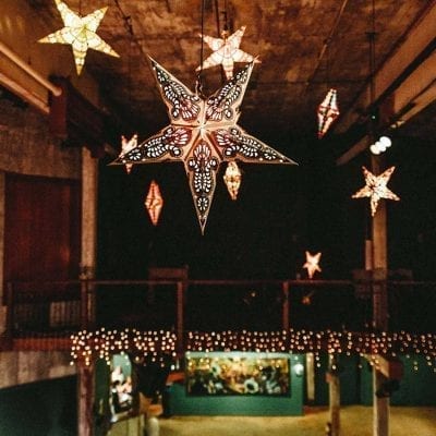 Starry lights and live shows at Acorn Theater in Three Oaks, Michigan.