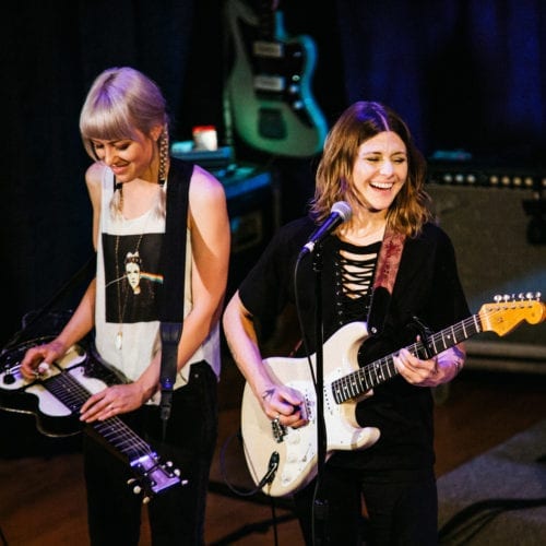 Larkin Poe performing on The Acorn stage in Three Oaks, Michigan.