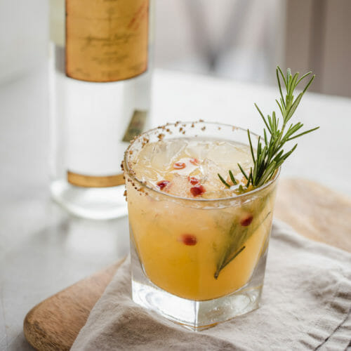 A mezcal cocktail with fresh rosemary and pomegranate at Bentwood Tavern in New Buffalo, Michigan.
