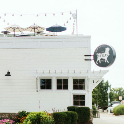 A view of the The Stray Dog bar and grill showing the rooftop deck in New Buffalo, Michigan..