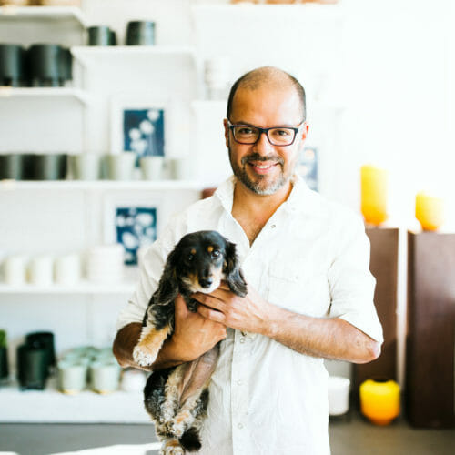 Alapash Interior Image of Shop Owner Marco and His Dog