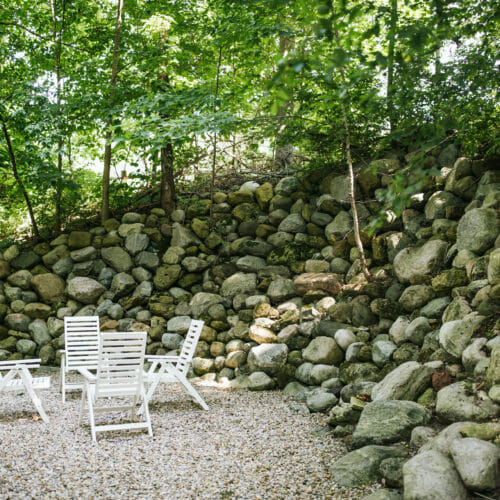 A private outdoor sitting area at Apple Blossom vacation rental in New Buffalo, Michigan.