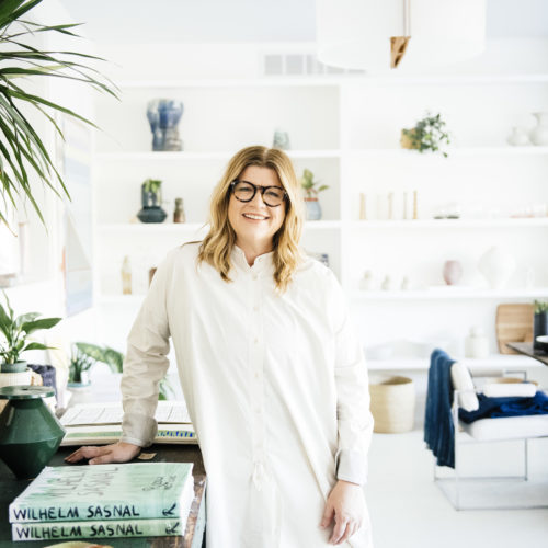 Designer Stacia Garriott Kass at her acclaimed home store Sojourn in Sawyer, Michigan.