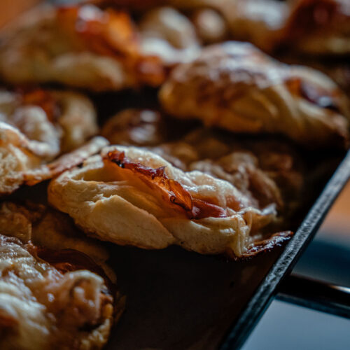 A close-up of pastries in a case at Harbert Swedish Bakery in Harbert, Michigan.