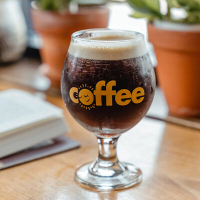 A fresh glass of a Nitro Cold Brew at Infusco Coffee Roasters in Sawyer, Michigan.