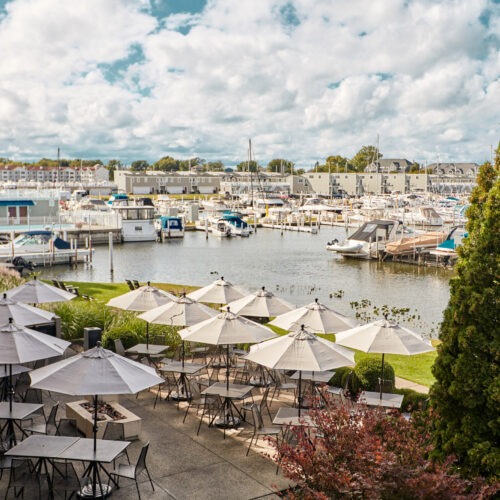 Waterfront dining at Terrace Room in New Buffalo, Michigan.