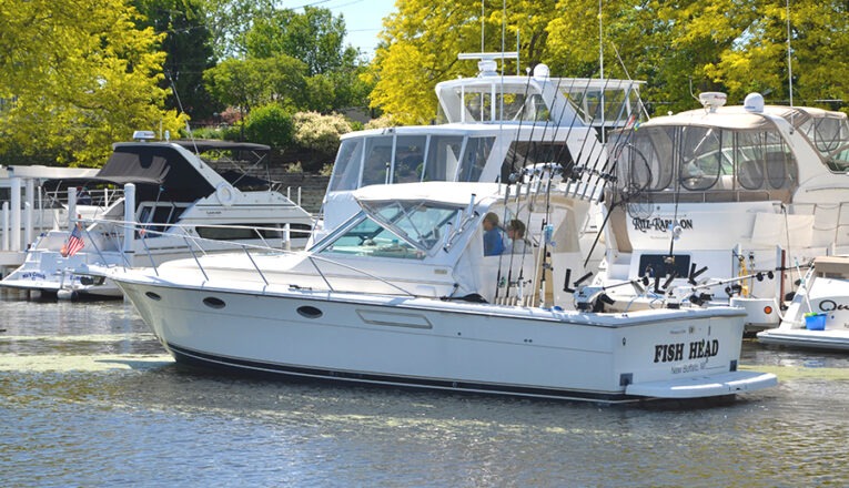 A fishing boat from the Far Out Fishing fleet in New Buffalo, Michigan.