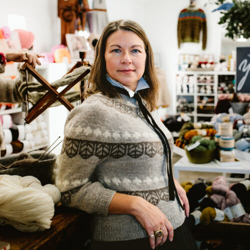 Stacy Nelson, founding partner of Yarn Haus in Three Oaks, Michigan