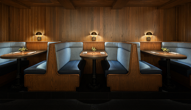 Booths at Bentwood Tavern in the Marina Grand Resort in New Buffalo, Michigan