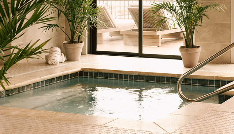The saltwater hot tub at Harbor Grand Hotel in New Buffalo, Michigan
