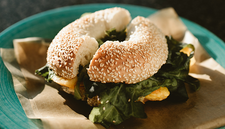 A bagel sandwich at Davids Delicatessen in New Buffalo, Michigan