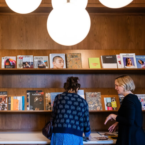 Curated magazines from Stand Magazines in The Living Room at Marina Grand Resort in New Buffalo, Michigan