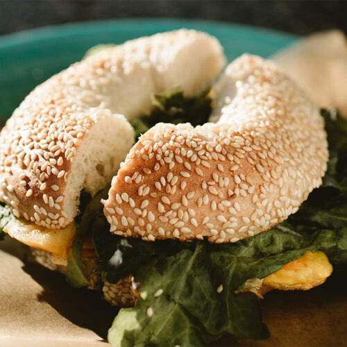A bagel sandwich at David's Deli in New Buffalo, Michigan
