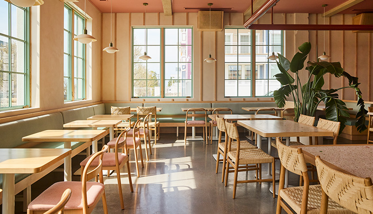 The interior of PostBoy in New Buffalo, Michigan