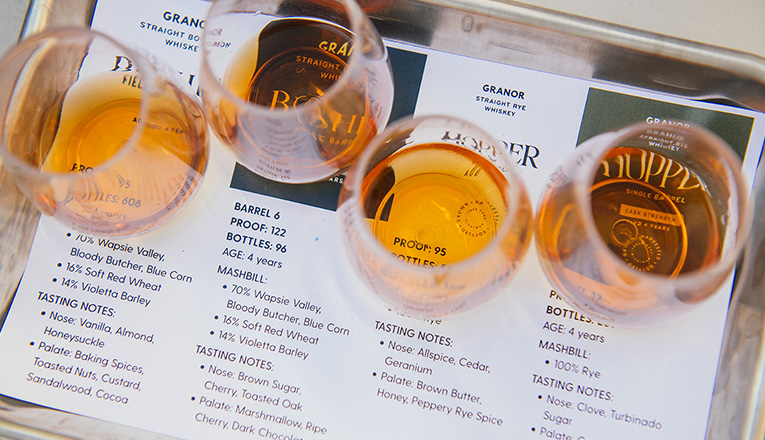 Whiskey tasting at Granor Farm in Three Oaks, Michigan
