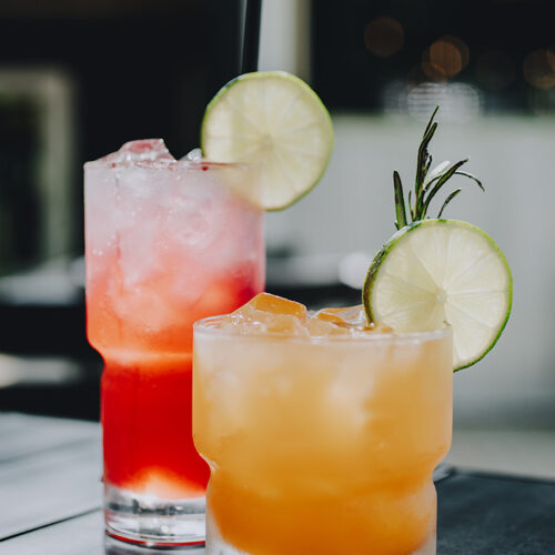 Brightly colored cocktails at SideYard in Sawyer, Michigan