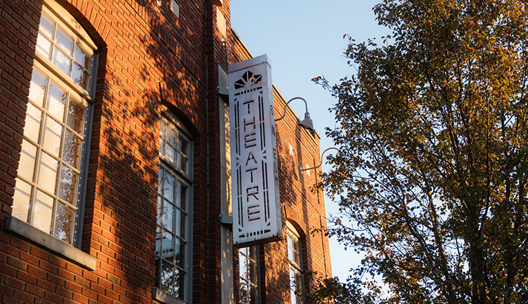 The exterior sign at Vickers Theater in Three Oaks, Michigan