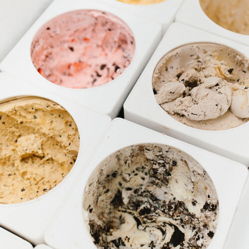 An assortment of ice cream flavors at Oinks Dutch Treat in New Buffalo, Michigan