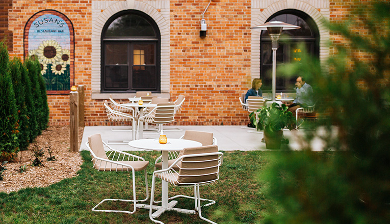 Outdoor seating at Susan's in Sawyer, Michigan