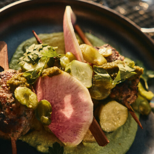 A colorful dish is served outside at Bentwood Tavern in New Buffalo, Michigan