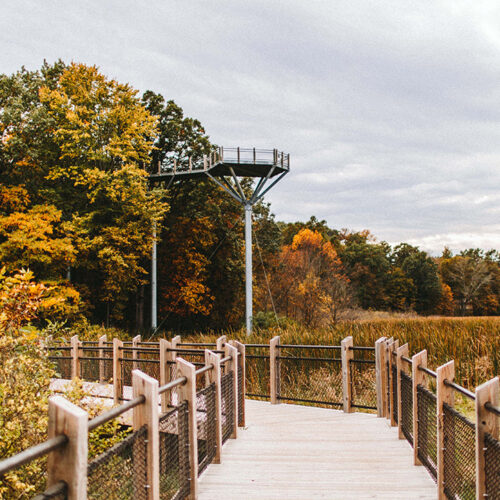The Galien River County Park overlook in New Buffalo, Michigan